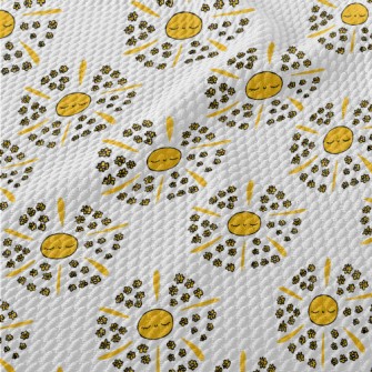 Hand Drawn Sun And Small Yello Birdseye Piqué