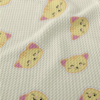 Cartoon Cat Stickers Birdseye Piqué