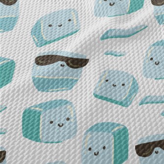 Cute Hand Drawn Ice Cubes Birdseye Piqué