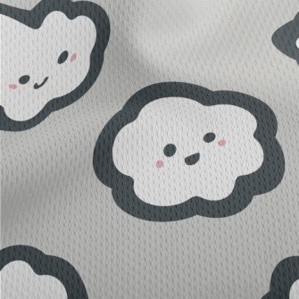 Cartoon Hand Drawn White Cloud Athletic Mesh Flat Back