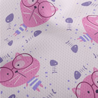 Pink Glasses Cat Athletic Mesh Flat Back