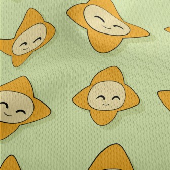 Happy Smiley Star Athletic Mesh Flat Back