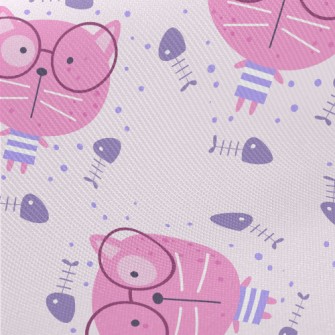 Pink Glasses Cat Twill
