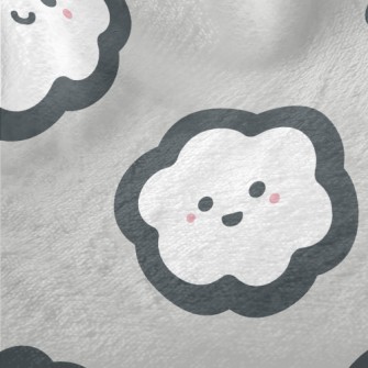 Cartoon Hand Drawn White Cloud Minky