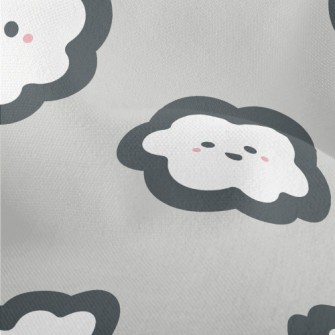Cartoon Hand Drawn White Cloud Lightweight Performance Linen