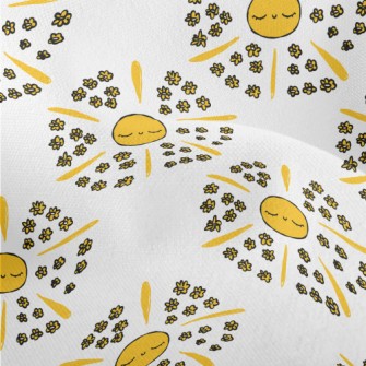 Hand Drawn Sun And Small Yello Lightweight Performance Linen