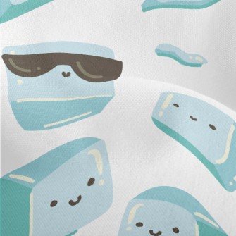 Cute Hand Drawn Ice Cubes Lightweight Performance Linen