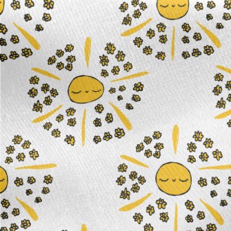 Hand Drawn Sun And Small Yello Jersey Backed Fleece