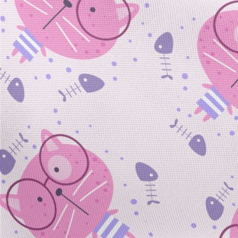 Pink Glasses Cat Pongee