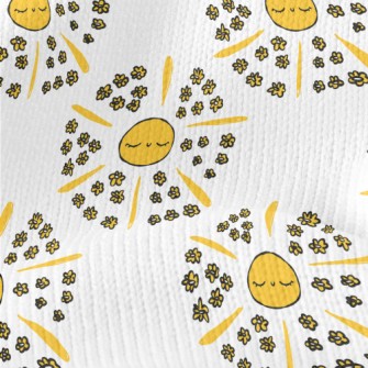 Hand Drawn Sun And Small Yello Stretch Jersey