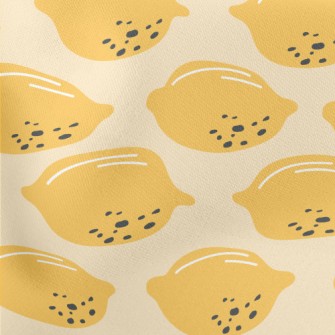 Hand Drawn Fresh Lemon Lightweight Cotton Poplin