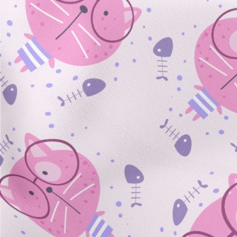 Pink Glasses Cat Lightweight Cotton Poplin