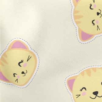 Cartoon Cat Stickers Lightweight Cotton Poplin