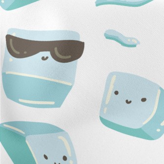 Cute Hand Drawn Ice Cubes Lightweight Cotton Poplin