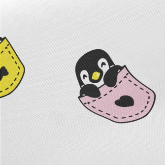 Cute Pocket Penguin Midweight Cotton Poplin
