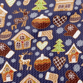 Christmas Decorated Snowflake  Birdseye Piqué