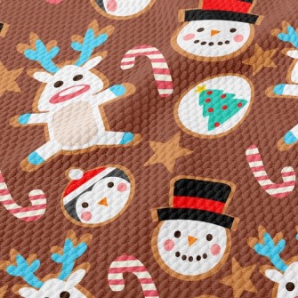 Cute Christmas Character Cooki Birdseye Piqué