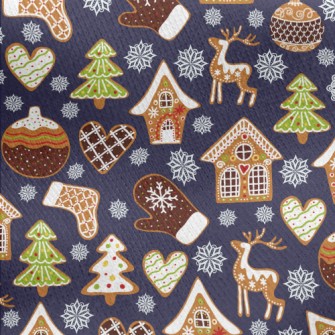 Christmas Decorated Snowflake  Jersey Backed Fleece