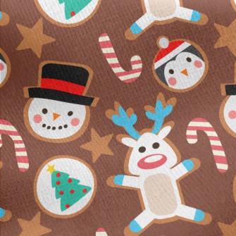 Cute Christmas Character Cooki Jersey Backed Fleece