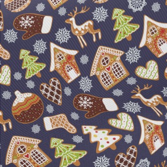 Christmas Decorated Snowflake  Midweight Cotton Poplin
