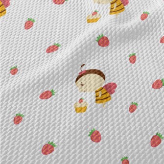Bee And Strawberry Cake Birdseye Piqué