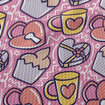 Cartoon Valentine&#39;s Day Gi Birdseye Piqué