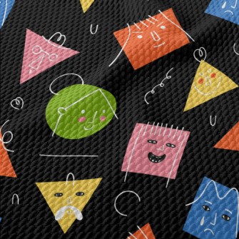 Graffiti Geometric Face Birdseye Piqué