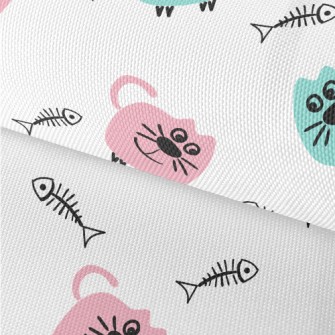 Doodle Cat And Fish Bone Waterproof Oxford