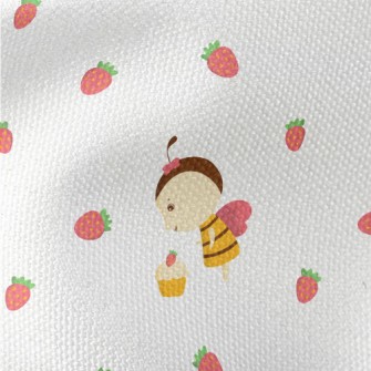 Bee And Strawberry Cake Waterproof Canvas
