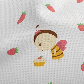 Bee And Strawberry Cake Athletic Mesh Flat Back