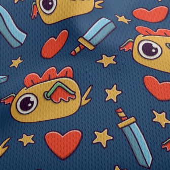 Cute Cartoon Monster Athletic Mesh Flat Back
