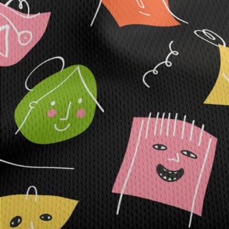 Graffiti Geometric Face Athletic Mesh Flat Back