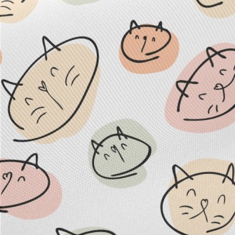 Colorful Cat Illustration Twill