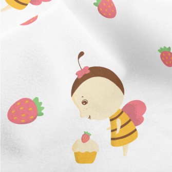 Bee And Strawberry Cake Micro Fleece