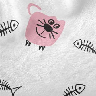 Doodle Cat And Fish Bone Minky