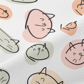 Colorful Cat Illustration Piqué