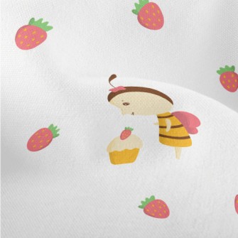Bee And Strawberry Cake Lightweight Performance Linen