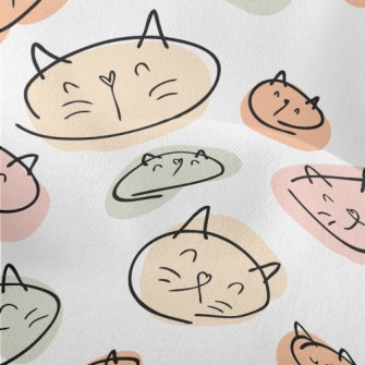Colorful Cat Illustration Lightweight Performance Linen