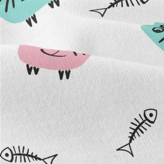 Doodle Cat And Fish Bone Modern Jersey