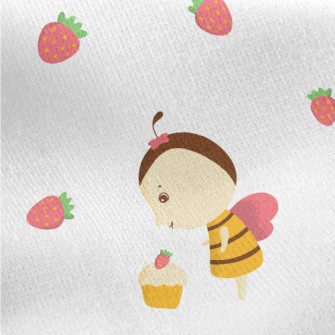 Bee And Strawberry Cake Jersey Backed Fleece