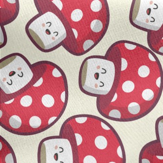 Cute Smiling Mushroom Jersey Backed Fleece