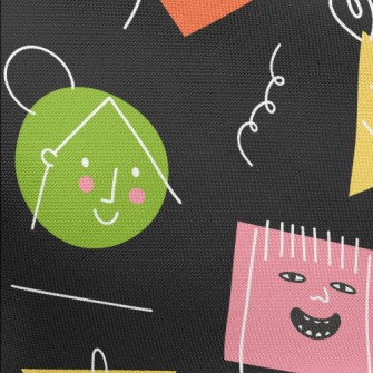 Graffiti Geometric Face Pongee