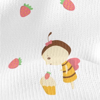 Bee And Strawberry Cake Stretch Jersey