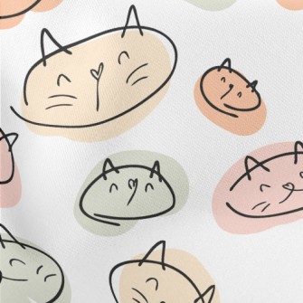 Colorful Cat Illustration Lightweight Cotton Poplin