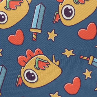 Cute Cartoon Monster Midweight Cotton Poplin