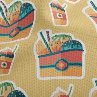 Fruit Ice Cream Stickers Athletic Mesh Flat Back