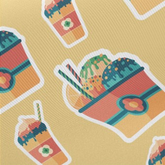 Fruit Ice Cream Stickers Midweight Cotton Poplin
