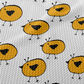 Yellow Bird Doodle Birdseye Piqué