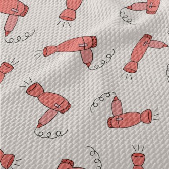 Cute Cartoon Hair Dryer Birdseye Piqué