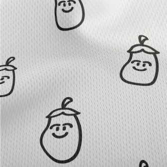 Black And White Smiling Eggpla Athletic Mesh Flat Back